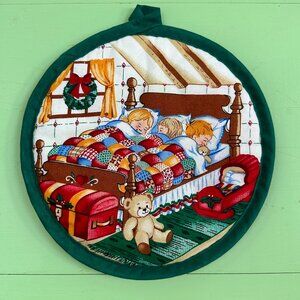 Vintage Christmas Pot Holder Xmas Kitchen Decor Farmhouse Christmas Decor